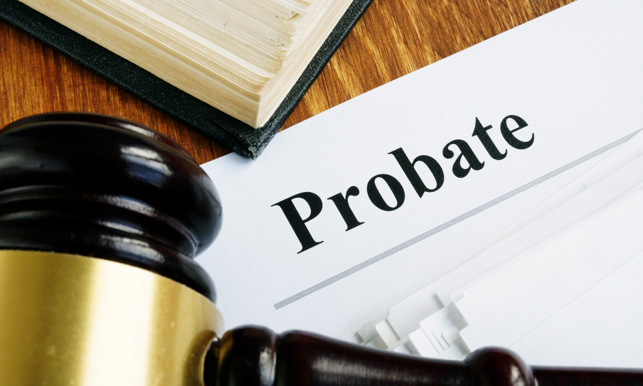 Probate Sign, Stack Of Papers And Gavel