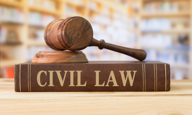 civil law books and a gavel on desk
