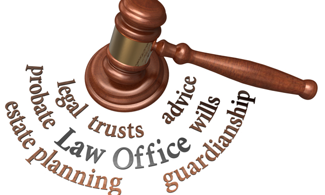 Gavel with legal concepts of estate planning probate wills attorney