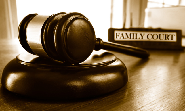 Judge's Legal Gavel And Family Court Nameplate